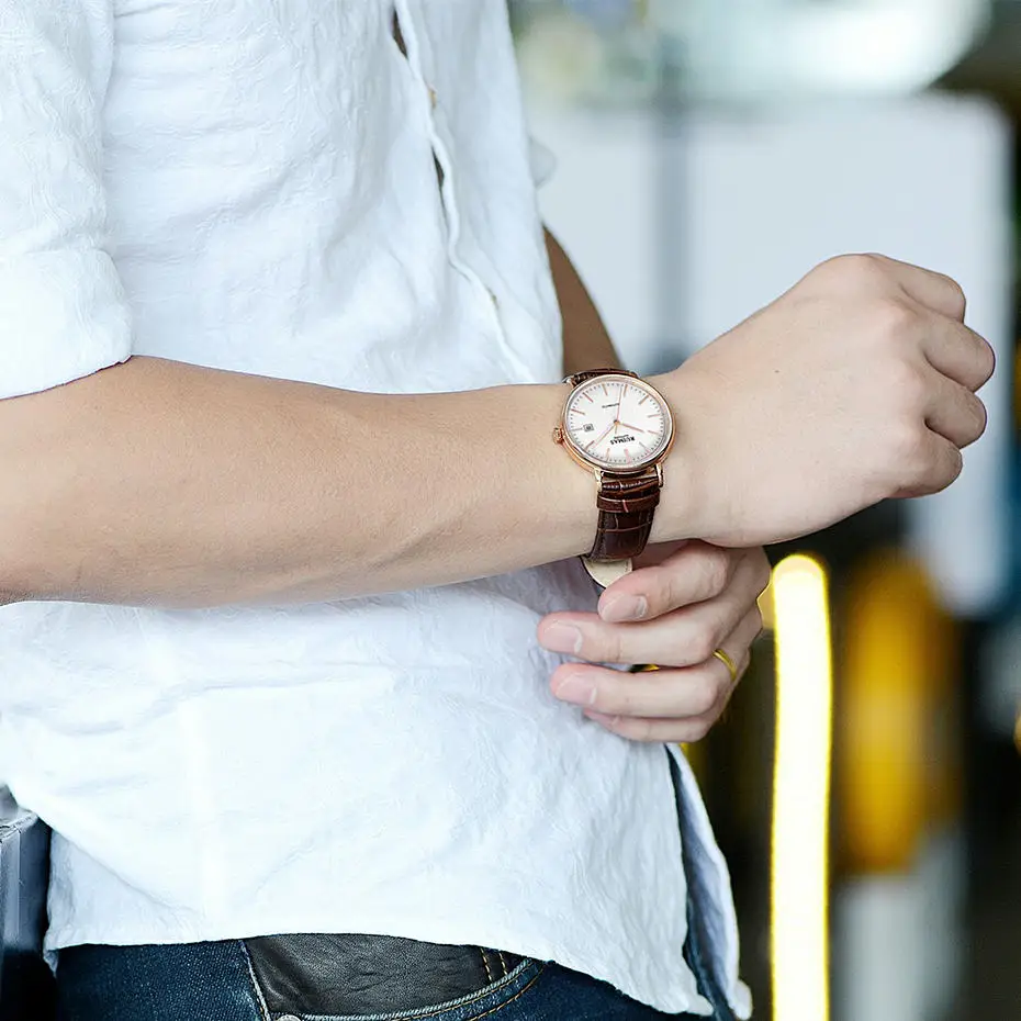 Reloj Hombre мужские автоматические Роскошные сапфировые классические часы Механические Мужские Простые RUIMAS мужские деловые наручные часы
