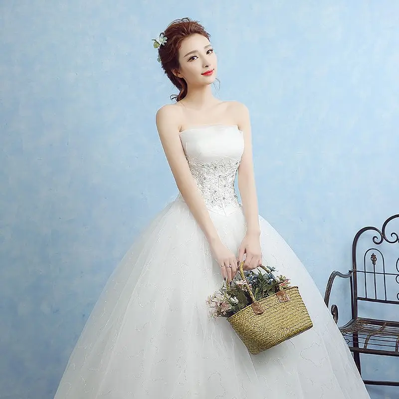 

2017 new stock plus size women bridal gown wedding dress ball gown matte satin korea romantic cheap custom made floor length 620
