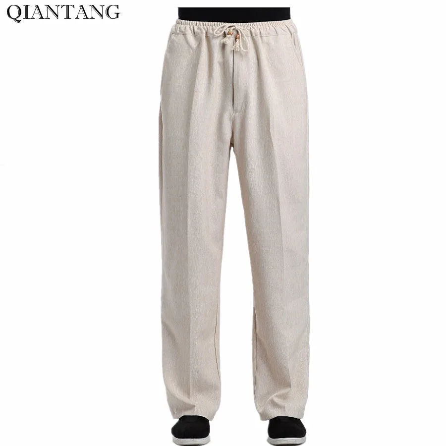 Брюки мужские хлопково-льняные с карманами Размеры M L XL XXL XXXL 2352-15 | Мужская одежда