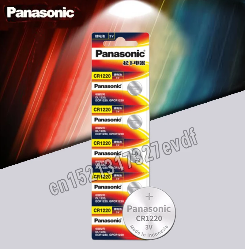 5 шт./лот, аккумулятор Panasonic CR1220, кнопочные батареи CR 1220 3 в, литиевая батарея для монет BR1220 DL1220 ECR1220 LM1220