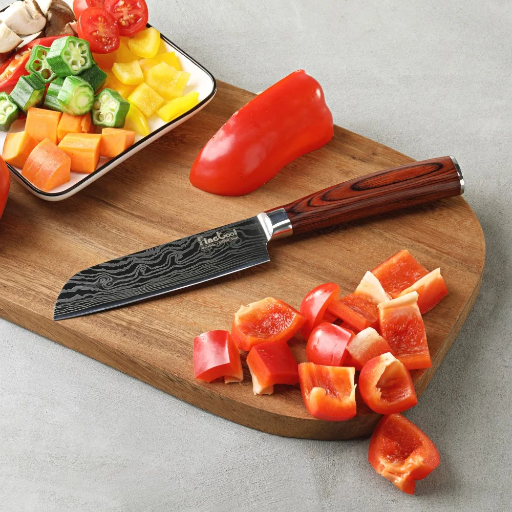 5 дюймовый нож Santoku японский 7CR17 из нержавеющей стали с цветной деревянной ручкой