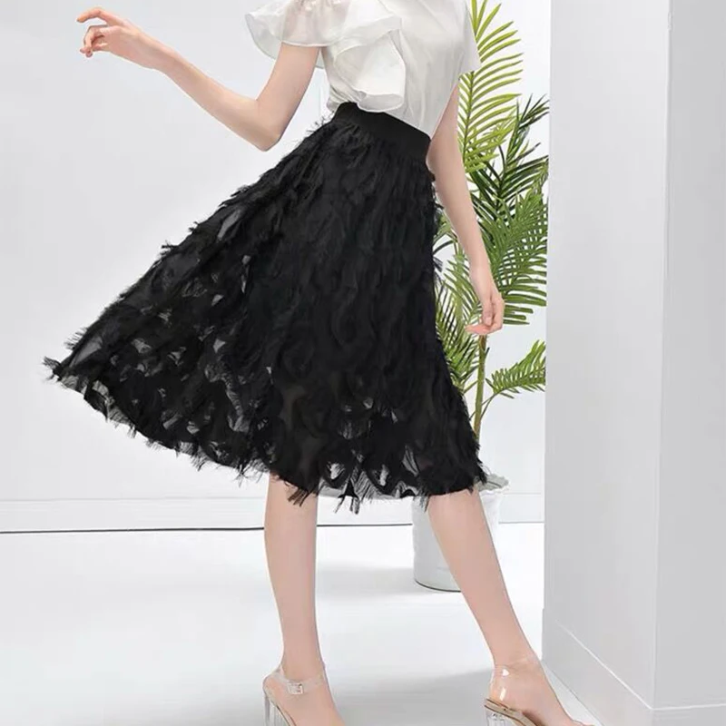 Новая модная Юбка миди для женщин и взрослых фатиновая юбка с эластичной высокой