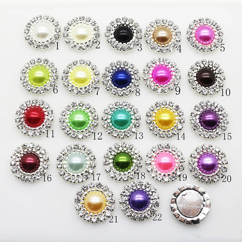 Круглые красочные алмазные жемчужные пуговицы со стразами 10 шт./компл. 19 мм