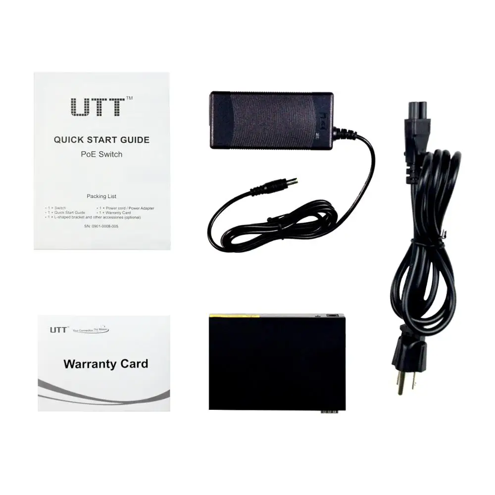 UTT S1042GP 4 порта неуправляемый Гигабитный PoE коммутатор портов 60 Вт 802.3af/at плюс 1 GE и