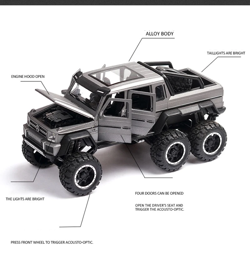 XA3210 big foot Mercedes-Benz g63 пикап шесть колес литая модель машины модель внедорожника модель игрушечный автомобиль модели автомобилей модель автомобиля модель машины модели машин коллекционные машинки