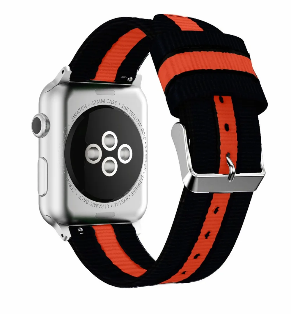 Разноцветные полосатые нейлоновые ремешки для Apple Watch band 4 5 44 мм 40 мм Браслет спортивный ремешок для IWatch серии 3 2 1 38 мм 42 мм