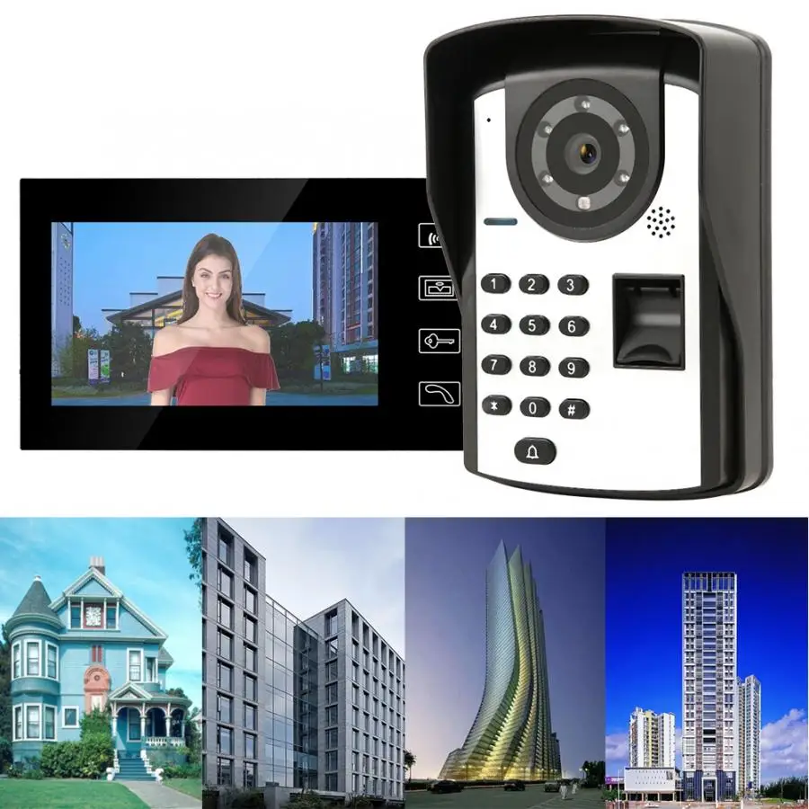 Дверной звонок, камера 7in RFID пароль видео телефон двери внутренняя Проводная связь дверной звонок комплект без замка 806FD11 умный дверной Звонок