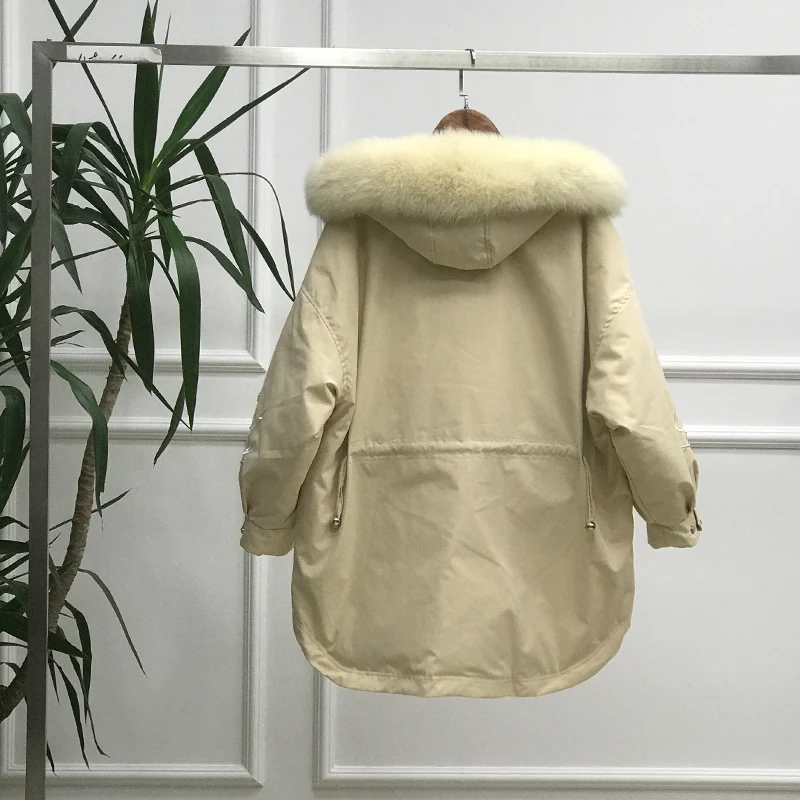 Новинка 2019 женская зимняя куртка с воротником из натурального меха пуховик на