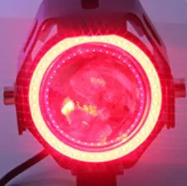 Красный 2 шт./лот SUNKIA U7 CREE чип 125 Вт мотоцикл проектор фара 3000лм мотоцикл голова противотуманная фара угол глаза+ дьявол глаза - Цвет: Красный