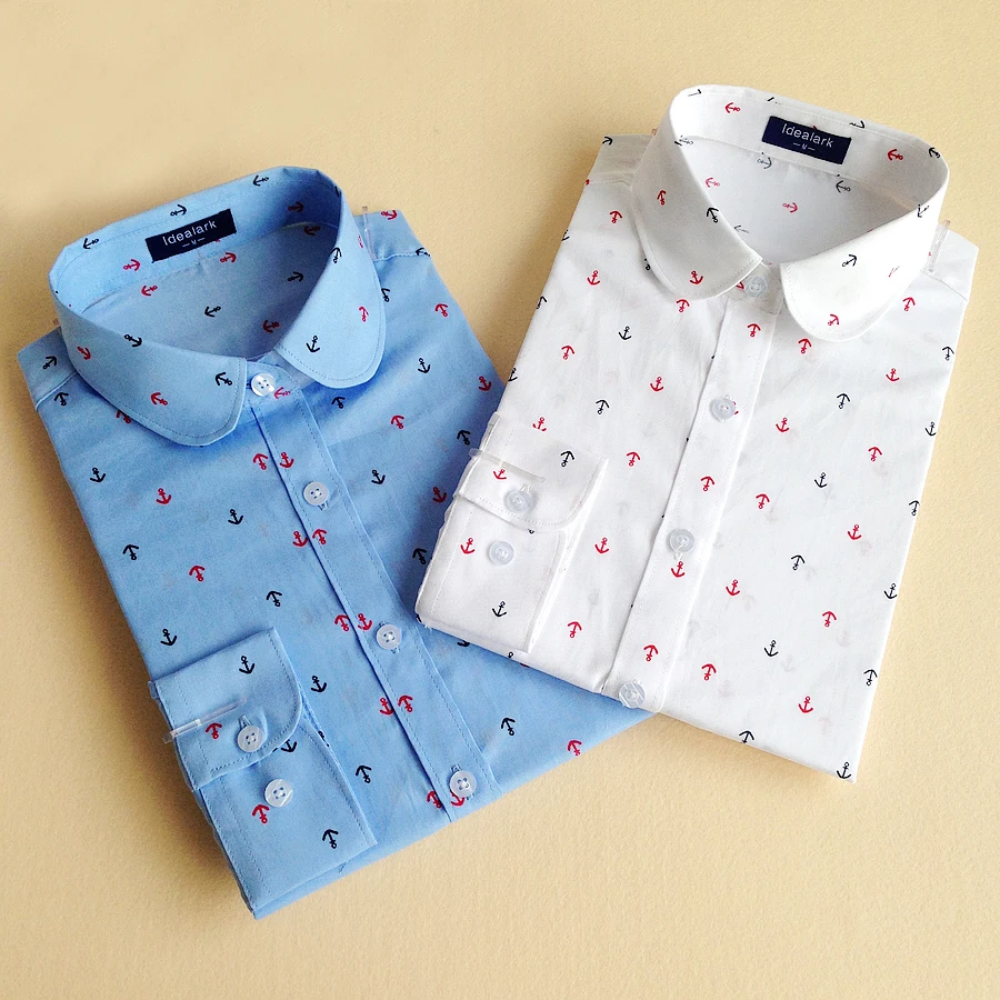 2017 цветочный отложной воротник хлопковая рубашка женская блузка женские блузки