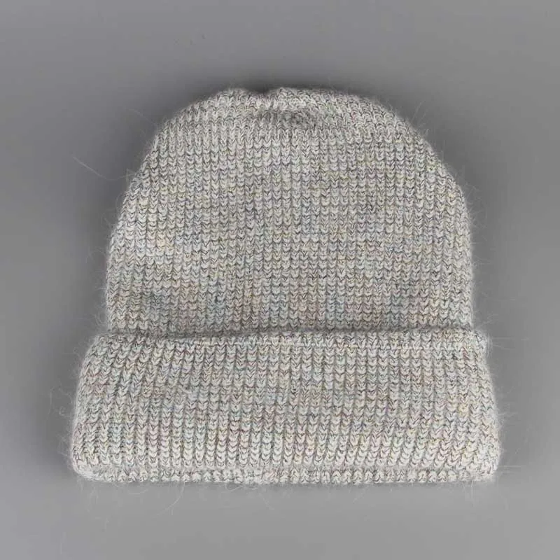 Двухслойные женские зимняя шапка Новые осенние и ангора вязаные Skullies Beanies cap
