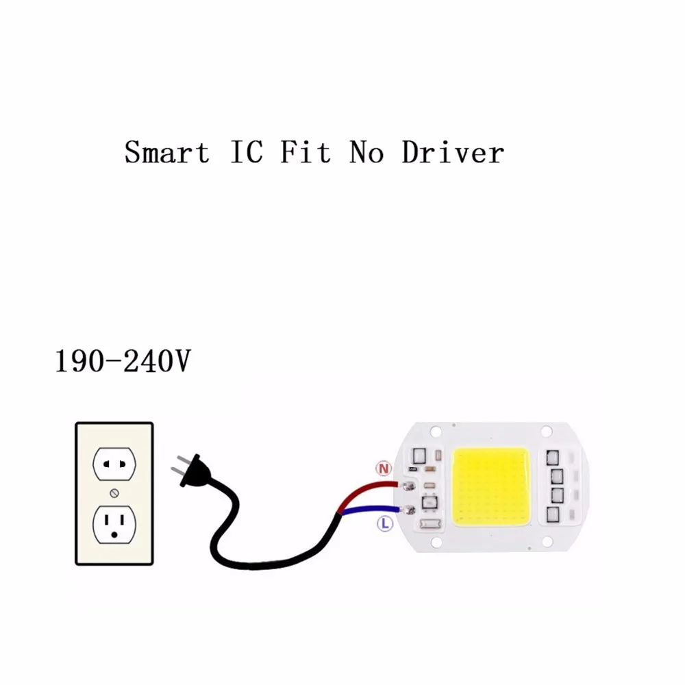 Светодиодный светильник COB с чипом 50 Вт 30 20 230 В 220 240 в умный IC драйвер DIY прожектор