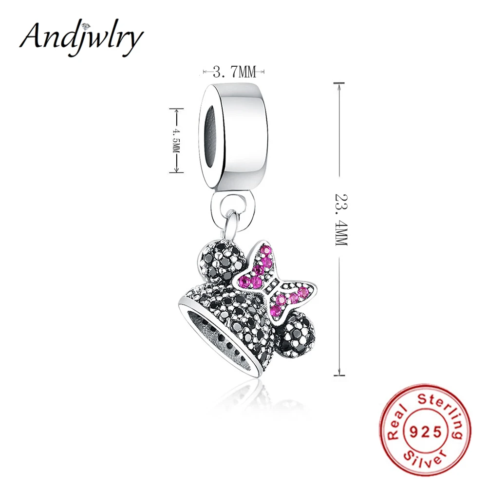 Fit Pandora, очаровательный браслет, серебро 925, оригинальные подвески, милые Мультяшные животные, Минни, колье с Микки, бусины, изготовление ювелирных изделий, Berloque