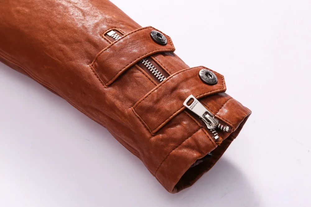 Куртка мужская кожаная приталенная Короткая Повседневная мотоциклетная верхняя