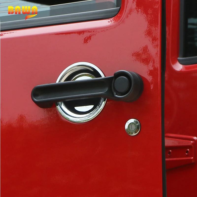

BAWA Interior Mouldings Door Handle Bowl Cover for Jeep Wrangler 2008-2017 JK ABS Colorful Silver Car Door Handle Bowl Covers