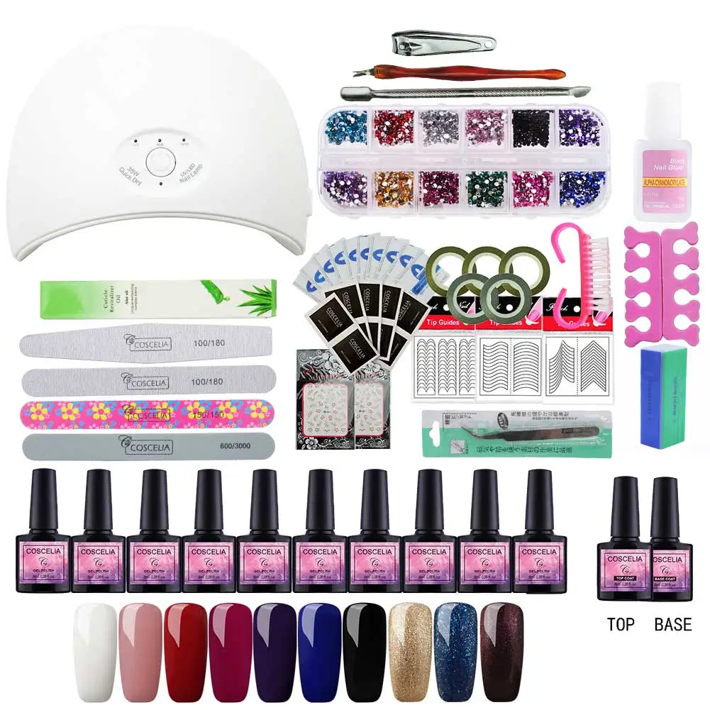 Nail Set 01 COSCELIA маникюрный набор для УФ светодиодный Сушилка для ногтей Набор для ногтей Гель-лак для ногтей Набор для маникюра Инструменты для дизайна ногтей - Цвет: Nail Set 01