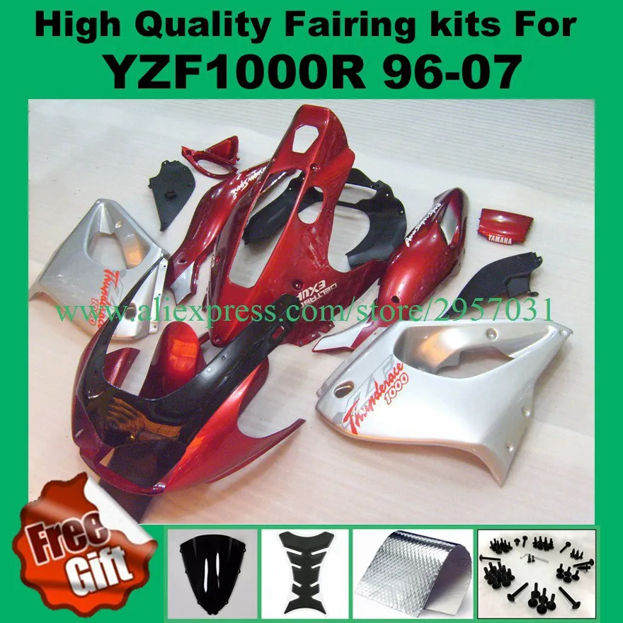 

Free screws+gifts For YAMAHA Silver Red YZF 1000R 96 97 98 99 YZF-1000R 00 01 02 03 G324 YZF1000 R 04 05 06 07