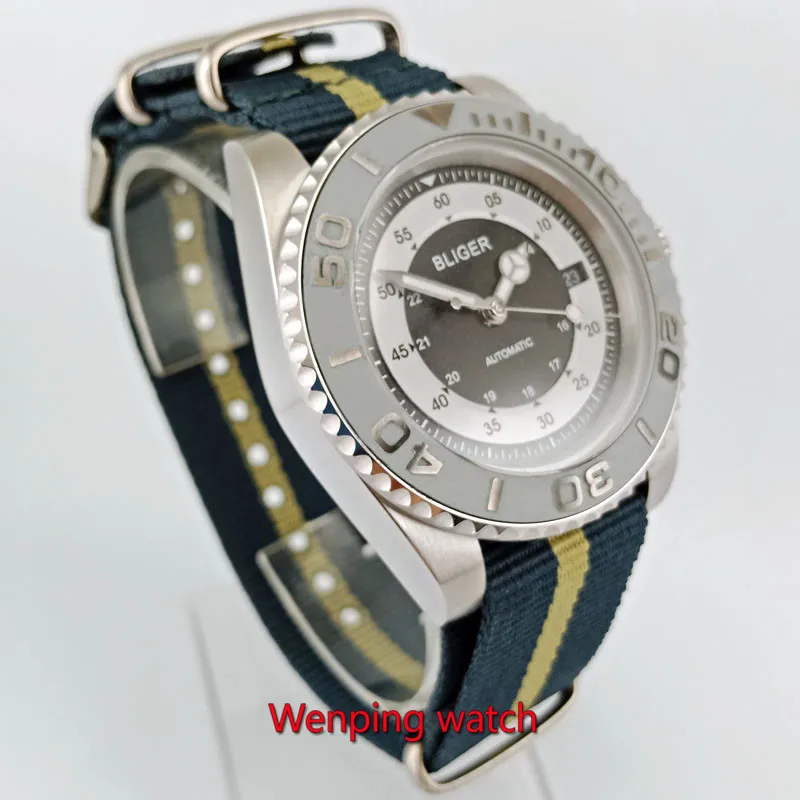 40 мм серый керамический ободок нейлоновый ремешок сапфировое стекло