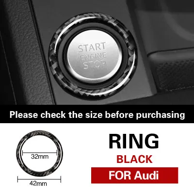 Для Audi A3 A4 A5 A6 c5 c6 Q5 Q7 S3 S6 S7 автомобильный двигатель из углеродного волокна кнопка запуска стоп накладка кольцо для ключей наклейки и наклейки для автомобиля - Название цвета: Ring Black