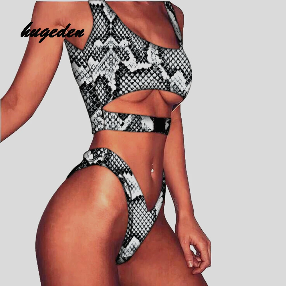 Hugeden пикантные Для женщин комплект бикини со змеиным принтом женский купальник