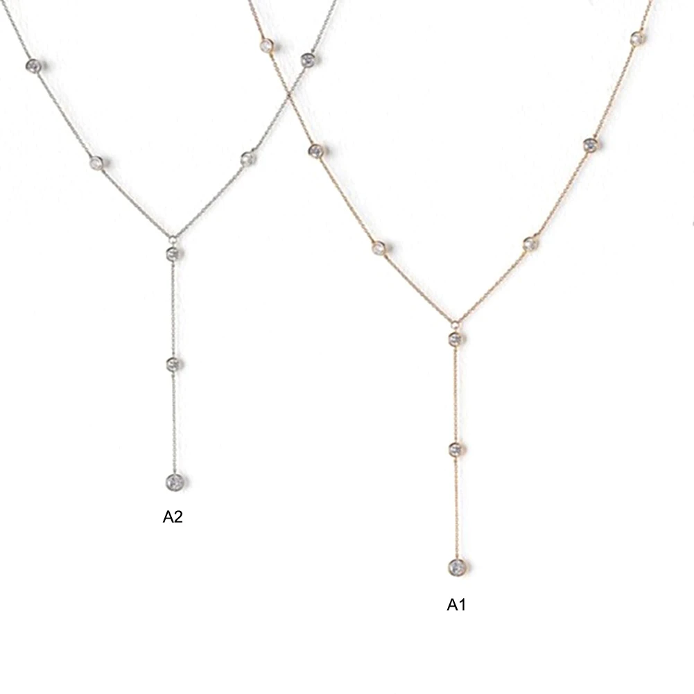 Женское Ожерелье с открытой спиной Y Droplet уникальная цепочка из сплава + стразы M15 |