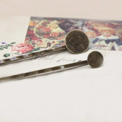 Пустые заколки для волос с плоским кругом клеевые накладки кабошон невидимки