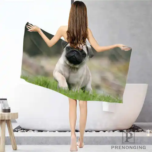 Пользовательские pug_puppy(2) тряпка для ванной комнаты Полотенца лицо Полотенца/ванна Полотенца душ Полотенца s Размеры 33x74 см/72x143 см#18-12-17-07-335