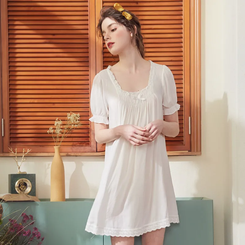 Летняя Милая женская пижама с длинным рукавом в дворцовом стиле хлопковая