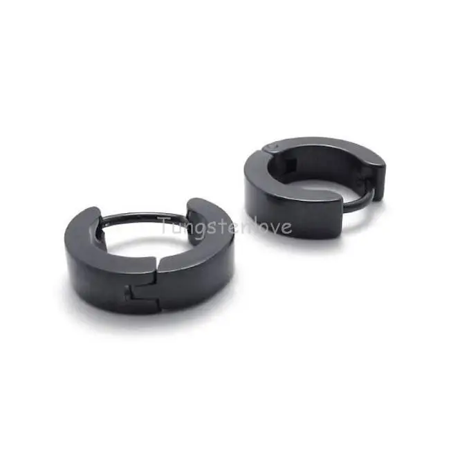 BONISKISS Акция 316 нержавеющая сталь черные круглые серьги-кольца Huggie мужские s