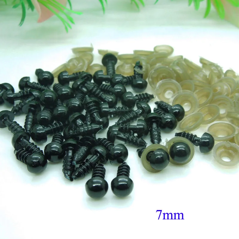 100pcs 7mm 5-24 мм черный Пластик защитные глаза ручной работы аксессуары для кукол амигуруми или вязаная, с медведем куклы животных для изготовления - Цвет: 100pcs 7mm