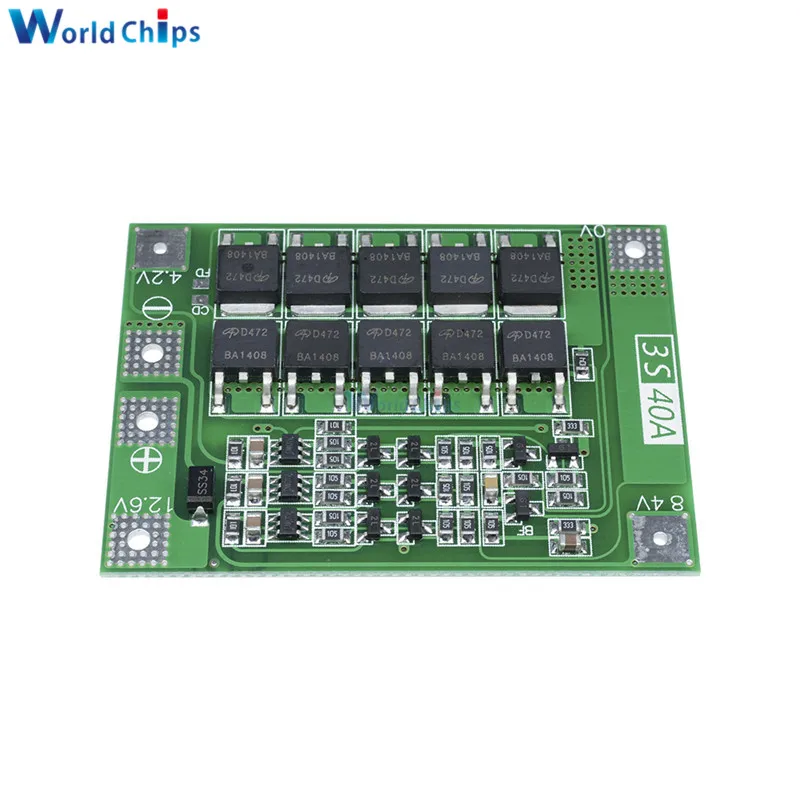 Защитная плата PCB BMS для зарядного устройства литиевых батарей 3S 40 А 11 1 В 12 6 в 18650