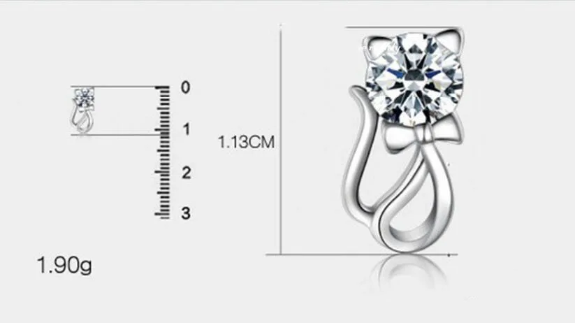 Anenjery 925 пробы серебряные милые циркониевые серьги-гвоздики с котом, серьги oorbellen boucle d'oreille femmes, подарок S-E345