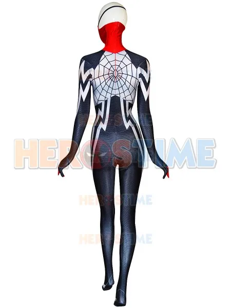 Шелковый костюм Cindy Moon Spider косплей боди Женский 3D принт Человек-паук для
