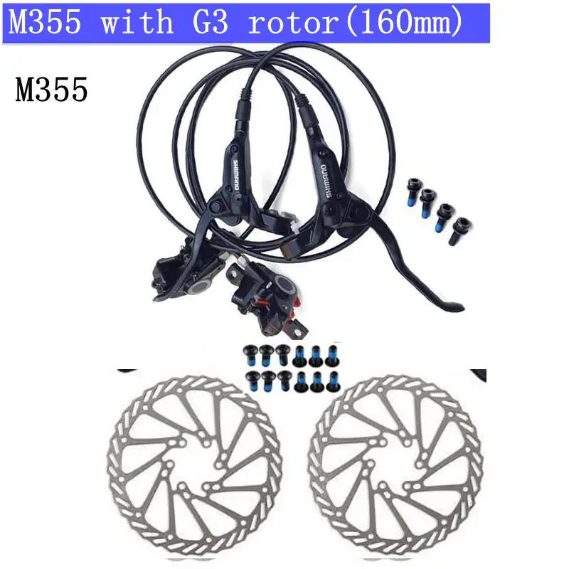 with G3 160mm MTB велосипедный тормоз Гидравлический BR BL M355 с ротором дисковый тормоз для горного велосипеда левый и правый рычаг набор Аксессуары для велосипеда - Цвет: with G3 160mm