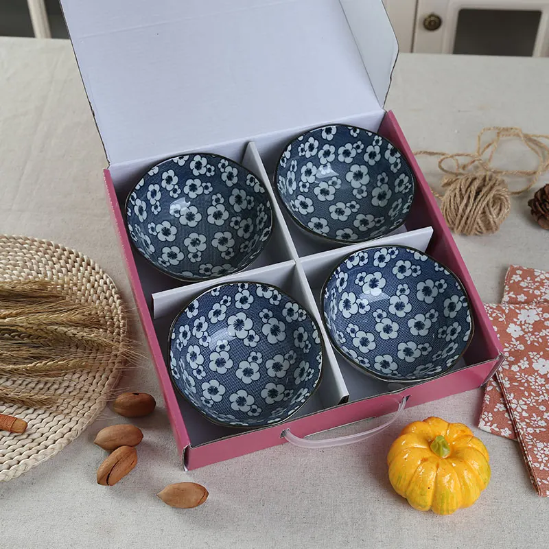 Керамическая фарфоровая миска для риса в японском стиле 4 шт./лот|Чаши| |