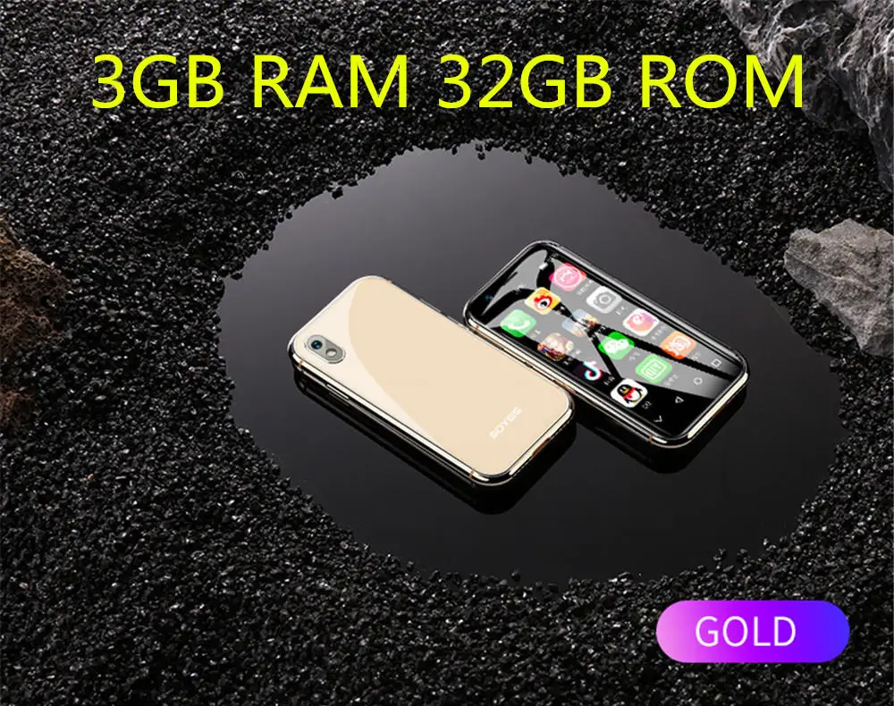 Gold 3GB 32GB SOYES XS карманный мини-смартфон 2 ГБ 16 ГБ 3,0 дюймов Android 6,0 Wifi стеклянный корпус 3 ГБ 32 ГБ двойной SIM резервный 4G мобильный телефон PK 7s - Цвет: Gold 3GB 32GB