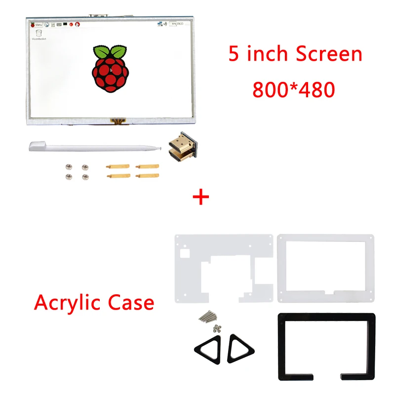 5 дюймов Экран Raspberry Pi 3 800*480 Сенсорный экран HDMI Интерфейс ЖК-дисплей Дисплей+ акриловый чехол для Raspberry Pi 3 Model B Plus
