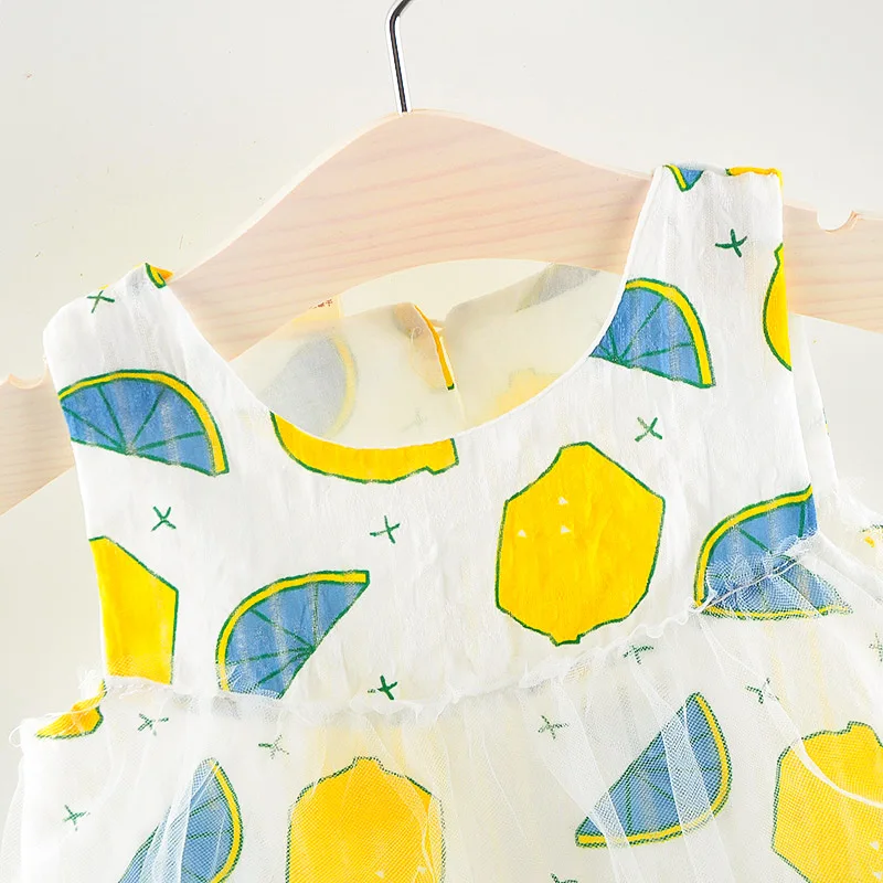 Повседневное Летнее детское платье Хлопковое с цветочным рисунком для маленьких