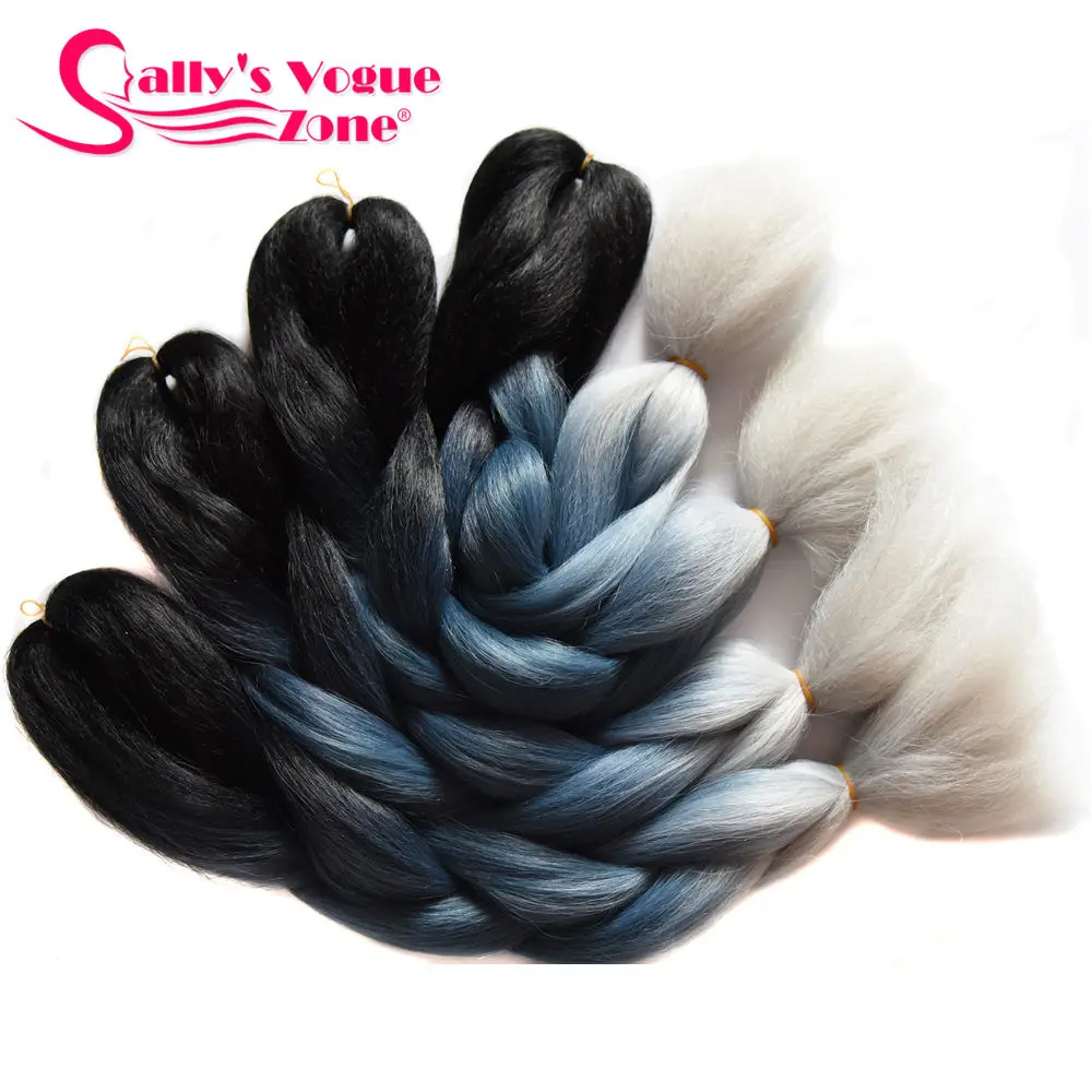 Sallyhair синий фиолетовый розовый красочные высокая температура большие синтетические косы омбре плетение волос для наращивания белый для женщин - Цвет: P4/27
