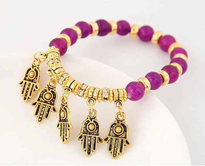 Хамса браслет ручной работы из бусин растягивающийся маленький кулон Lucky Evil Eye