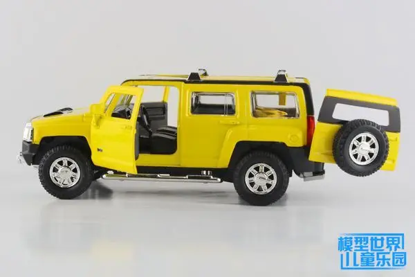 /литая под давлением игрушечная модель/1:32 весы/Hummer H3 SUV спортивный автомобиль/Вытяжка/звук и светильник/образовательная Коллекция/подарок для детей