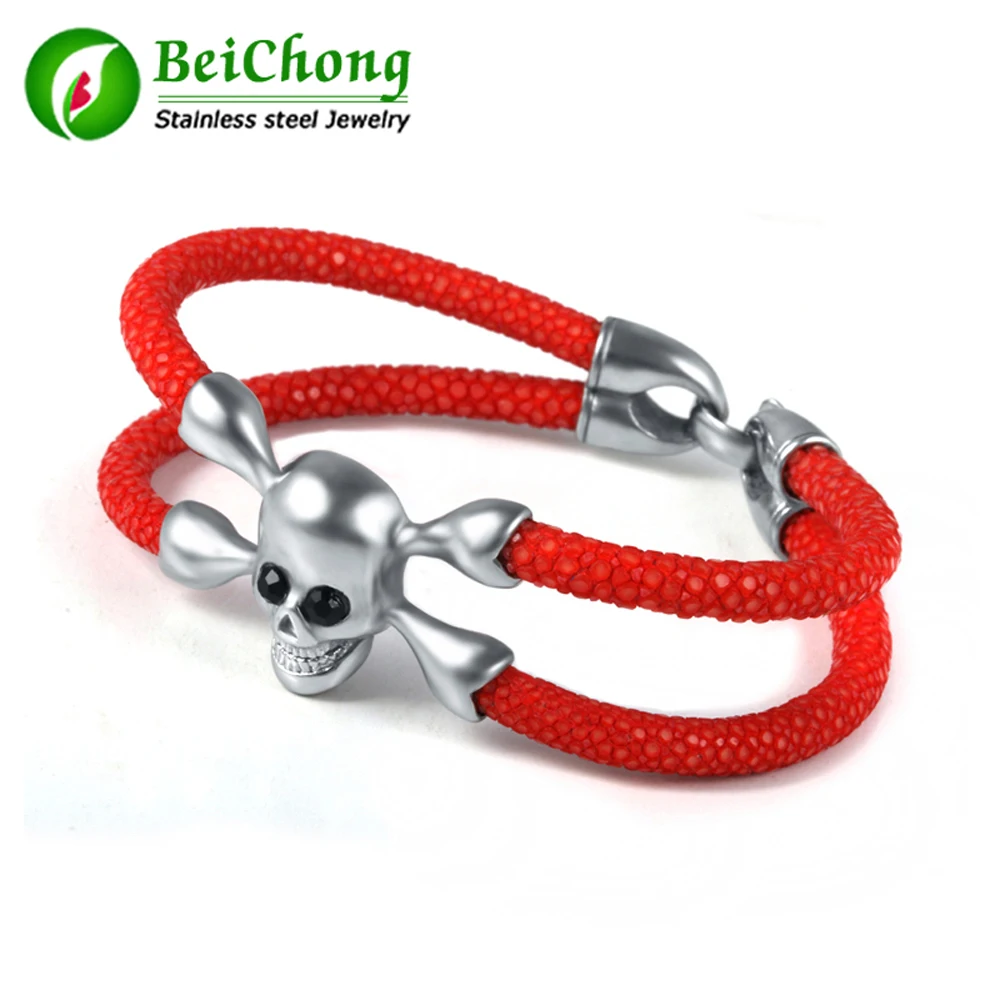 (10 шт./лот) красный браслет ската женский из натуральной кожи золотой нержавеющей