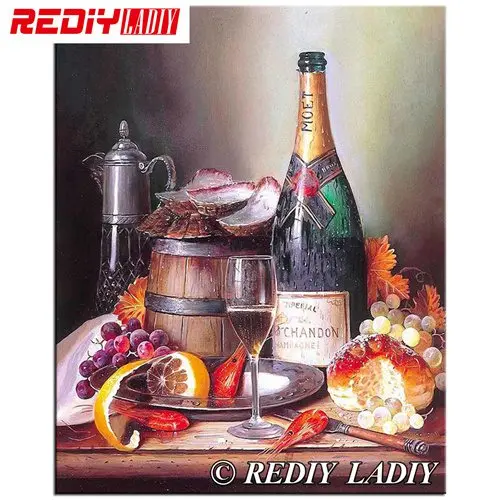 MF78510 Rediy ladiy Алмазная вышивка крестиком Натюрморт с вином домашний декоративный мозаичный узор полностью Квадратный бриллиант, 5D Вышивка - Цвет: MF78510