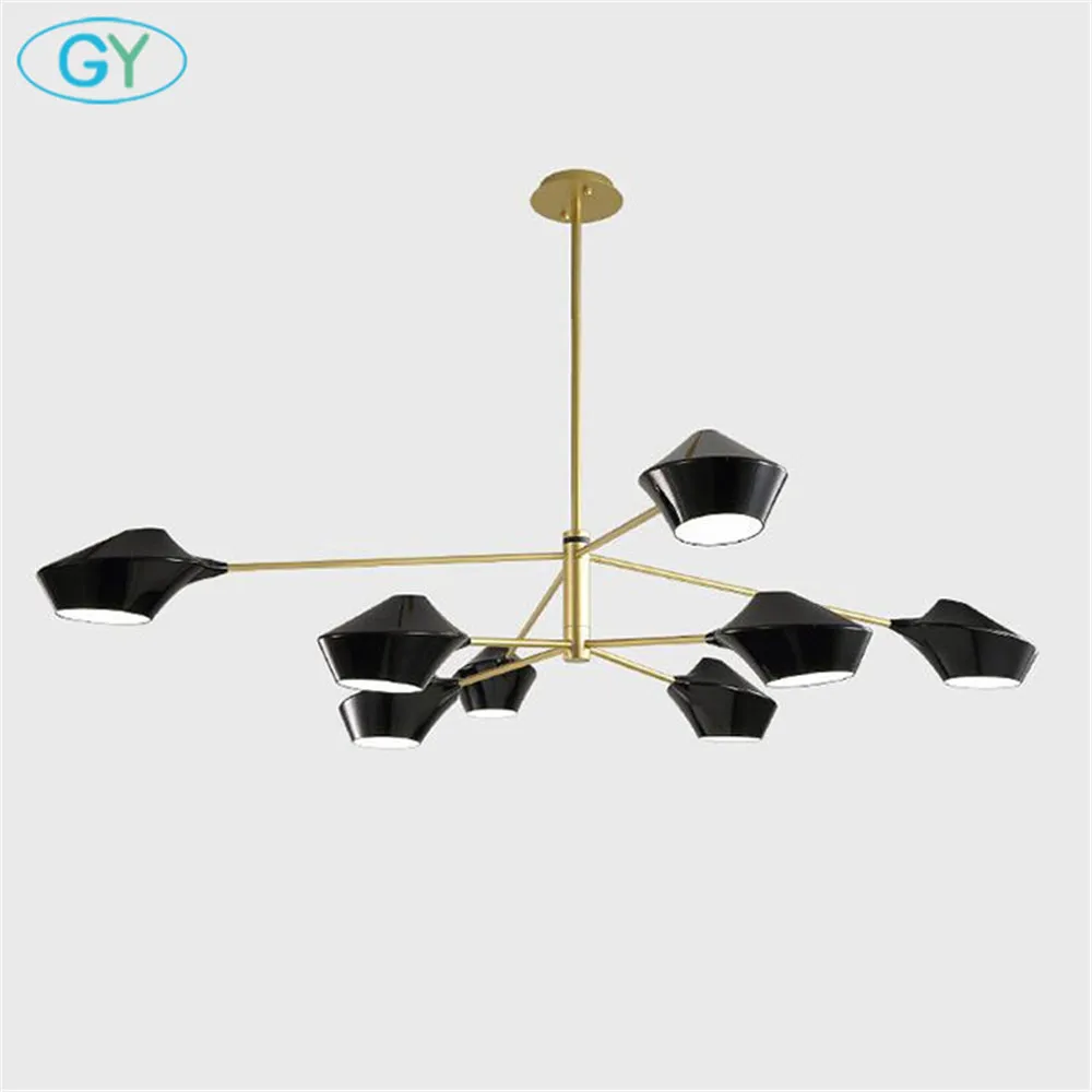 Черная Золотая канделябро люстра современная акриловая шляпа Тени Блеск