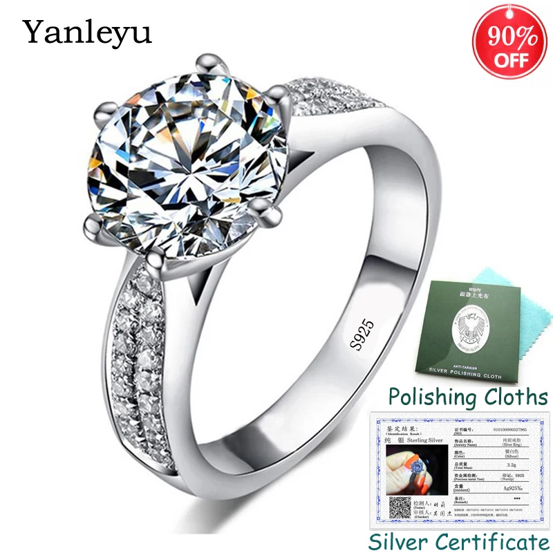 Отправьте Серебряный сертификат! Женское Обручальное Кольцо Yanleyu ювелирное