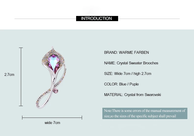 Warme Farben Кристалл от Swarovski Броши для женщин богемные цветы в форме брошь костюм шарфы Заколки ювелирные аксессуары