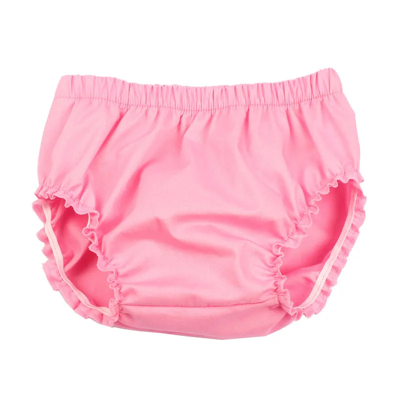 pink Детские хлопковые блумеры, Одноцветный гофрированный подгузник для малыша, детские шорты с рисунком, подарок на день рождения - Цвет: pink