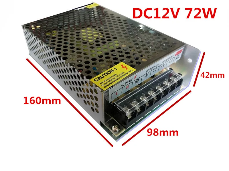 Универсальный Регулируемый импульсный источник питания постоянного тока, 12 В, 6 А, 72 Вт, Трансформатор 110 В, 220 В, 240 В переменного тока, 1 шт.