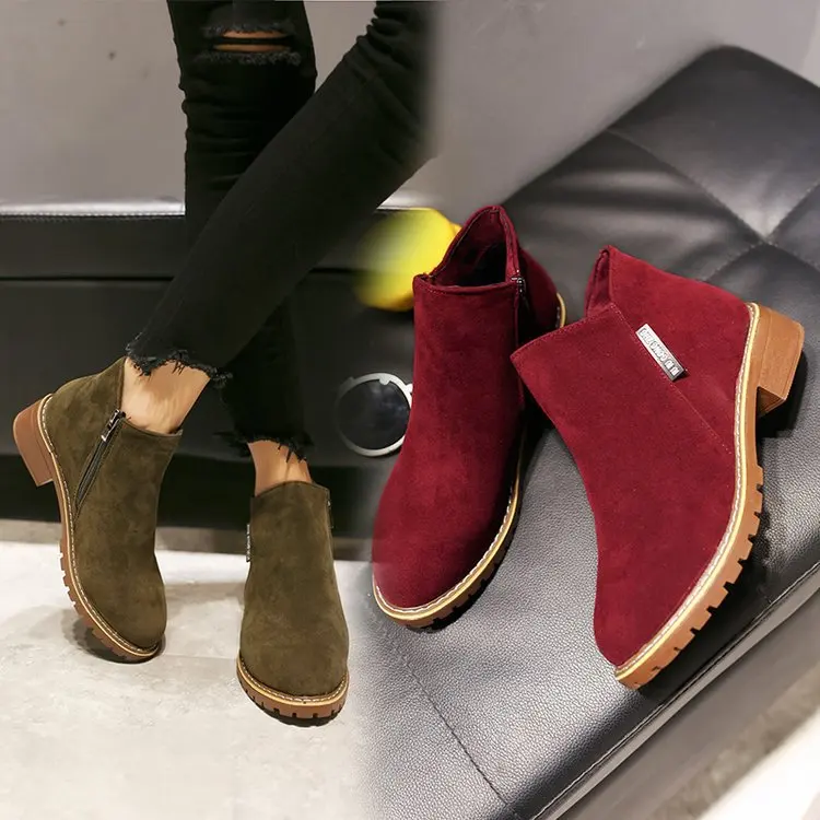 Plus 42 Women Martin Boots Autumn /Winter Classic Zipper Snow Ankle Winter Suede Warm Fur Plush Shoes Mujer | Обувь