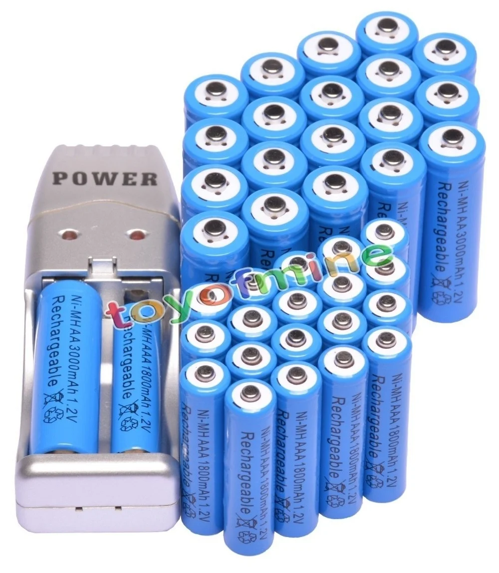 

AA + AAA 1.2V 1800mAh 3000mAh NiMH Blue Rechargeable Battery Cell + AA AAA USB Charger 14500 Batteries GTL EvreFire